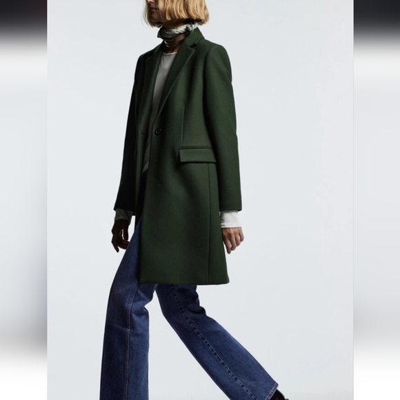 ZARA Bottle Green Wool Coat MANTECO 9164/744 - Picture 2 of 6